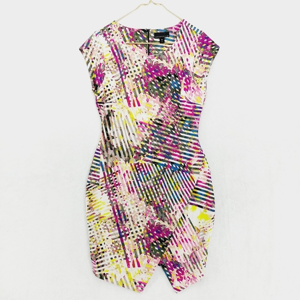 Attention Multicolor Sleeveless Wrap Bodycon Dress 6217
